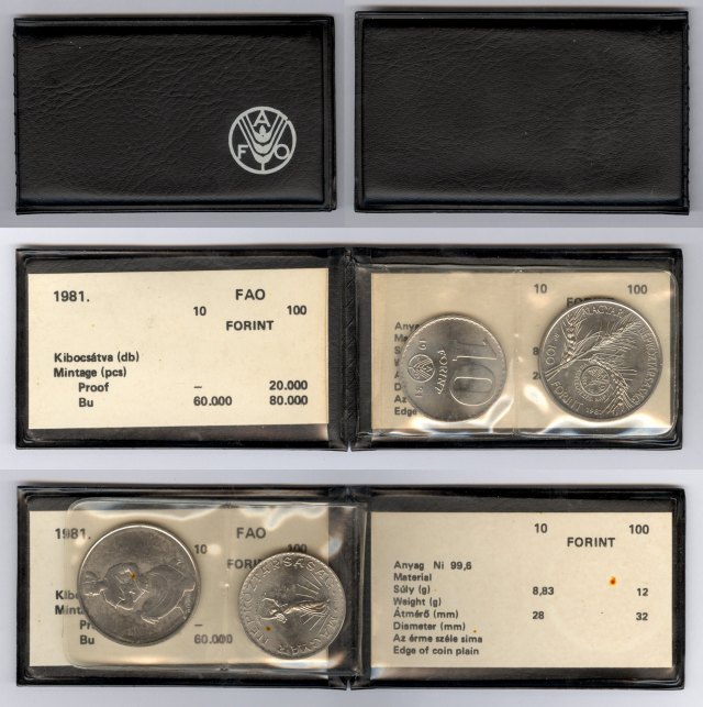 1981-es FAO 10 s 100 forintos fekete mbrtokban