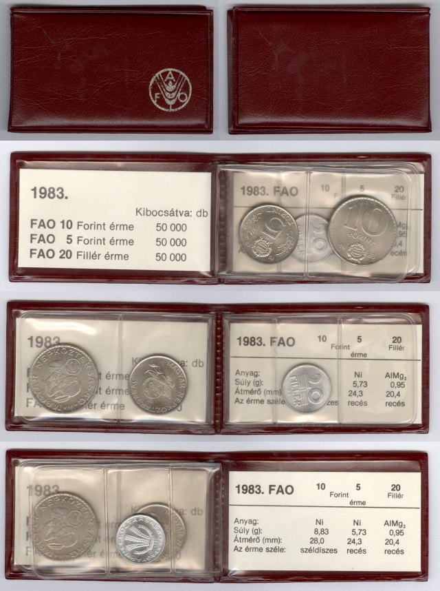 1983-as FAO 20 fillr, 5 s 10  forintos bord mbrtokban