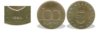 1994-es 100 forint BU fényesített