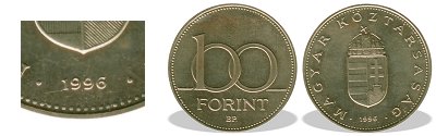 1996-os 100 forint BU fényesített
