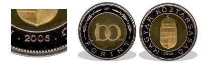 2006-os 100 forint proof tükörveret