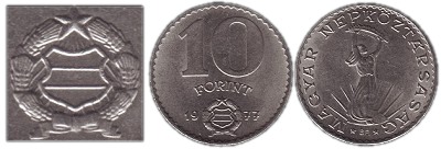1977-es 10 forint a címerben a szín nincs jelölve