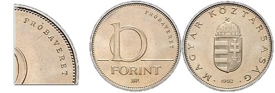 1992-es 10 forint próbaveret BU
