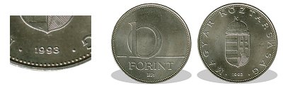 1993-as 10 forint BU fényesített