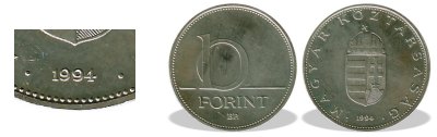 1994-es 10 forint BU fényesített