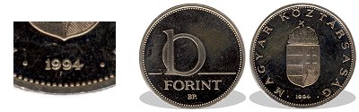 1994-es 10 forint proof tükörveret