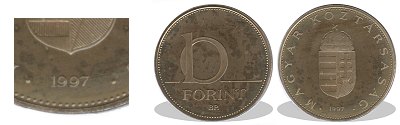 1997-es 10 forint proof tükörveret