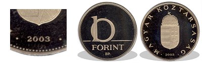 2003-as 10 forint proof tükörveret