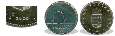 2005-ös 10 forint BU fényesített