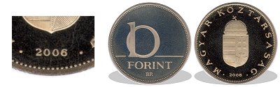 2006-os 10 forint proof tükörveret