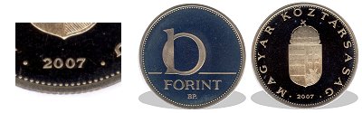 2007-es 10 forint proof tükörveret