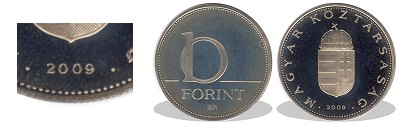 2009-es 10 forint proof tükörveret