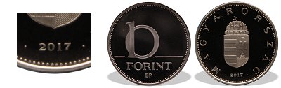 2017-es 10 forint proof tükörveret