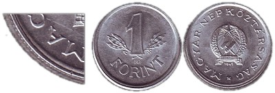 1949-es 1 forint hibás félrevert veret