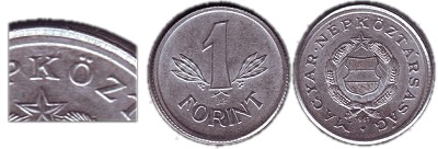 1967-es 1 forint hibás félrevert veret