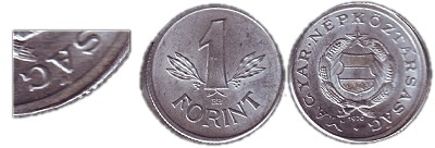 1970-es 1 forint hibás félrevert veret
