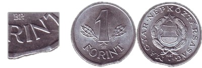 1987-es 1 forint kicsípett
