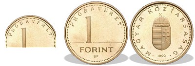 1992-es 1 forint próbaveret PP