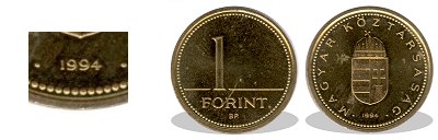 1994-es 1 forint proof tükörveret