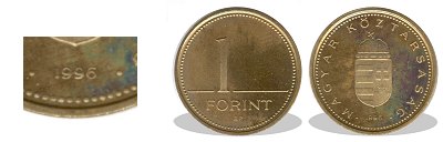 1996-os 1 forint proof tükörveret