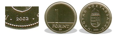 2002-es 1 forint BU fényesített