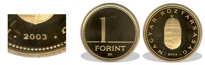 2003-as 1 forint proof tükörveret