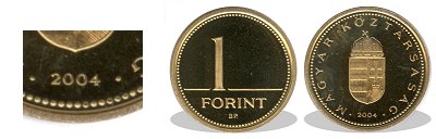 2004-es 1 forint proof tükörveret