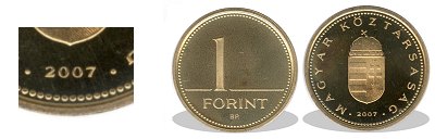 2007-es 1 forint proof tükörveret