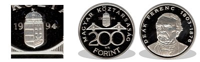 1994-es 200 forint proof tkrveret