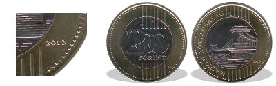 2010-es 200 forint BU fnyestett