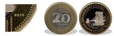 2010-es 200 forint proof tkrveret
