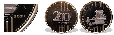 2021-es 200 forint proof tkrveret