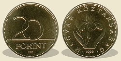 1999-es 20 forint BU fényesített