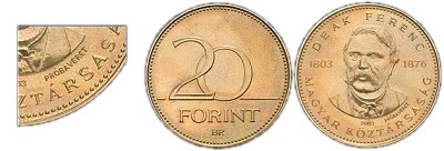 2003-as 20 forint Deák Ferenc Próbaveret BU