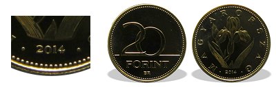 2014-es 20 forint BU fnyestett