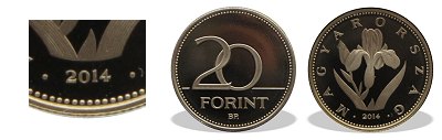 2014-es 20 forint proof tkrveret
