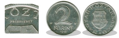 1946-os 2 forint alumínium próbaveret