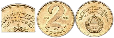 1970-es 2 forint próbaveret felirattal