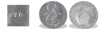 1974-es 2 forint alumnium 1 forintos lapkn