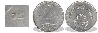 1975-es 2 forint alumínium