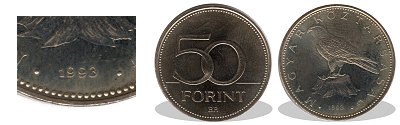 1993-as 50 forint proof tükörveret