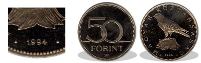 1994-es 50 forint proof tükörveret