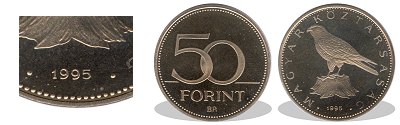 1995-ös 50 forint proof tükörveret