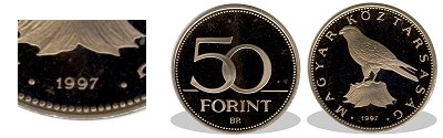 1997-es 50 forint proof tükörveret