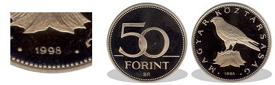 1998-as 50 forint proof tükörveret
