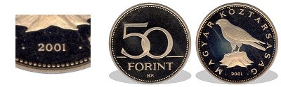 2001-es 50 forint proof tükörveret