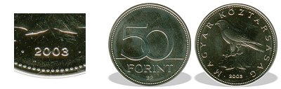 2003-as 50 forint BU fényesített