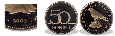 2003-as 50 forint proof tükörveret