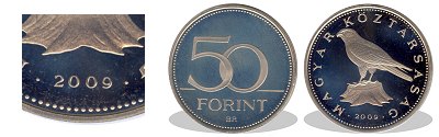2009-es 50 forint proof tükörveret