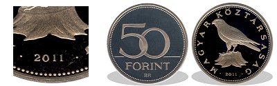 2011-es 50 forint proof tükörveret